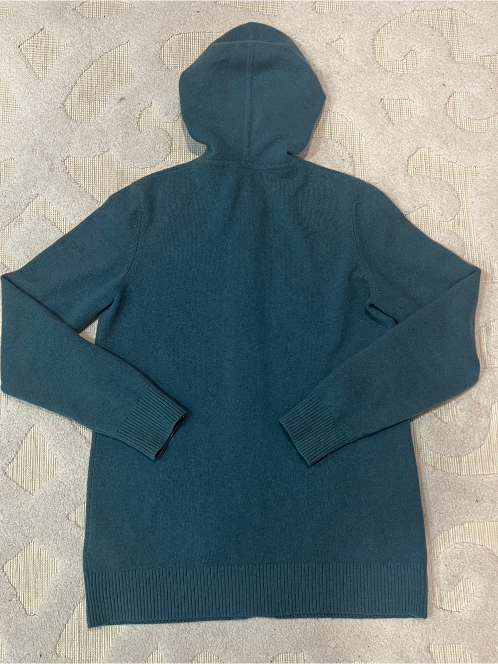 LL Bean Sweater Womens Small Green 100% Cashmere Hooded Full Zip Hoodie Knit - Picture 3 of 8